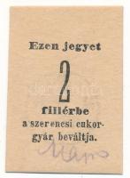 1920 k. Szerencs 2f "Szerencsi Cukorgyár" hátoldalán bélyegzéssel T:AU Adamo SZR-2.2