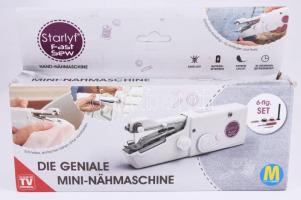 Hordozható kézi varrógép, dobozában