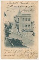 1901 Marosvásárhely, Targu Mures; Posta és távirda palota. Bogdán F. kiadása / postal palace (ázott sarok / wet corner)