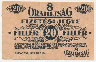 1919. Budapest 20f "8 Órai Újság fizetési jegye" T:F Adamo BUC-195.2