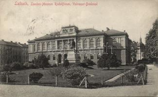Ljubljana Rudolfinum museum and Valvasor monument