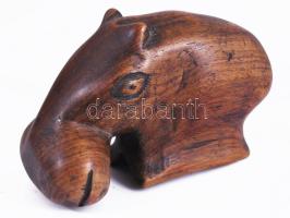 Faragott fa teknős és víziló, h: 16,5 cm