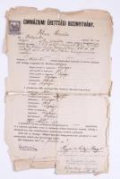 Izraelita vallású személy vegyes okmányai, keresztlevél, anyakönyvi kivonat, érettségi bizonyítvány,...