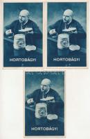 5 db RÉGI egyforma képeslap: Még ennyit: régen liptói, most hortobágyi. Hortobágyi valódi juhtúró reklámlap / 5 pre-1945 identical Hungarian real sheep cheese advertisement postcards