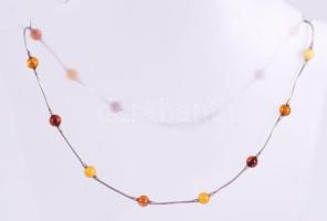 Ezüst (Ag) nyaklánc, borostyánokkal, jelzett, bruttó 5g