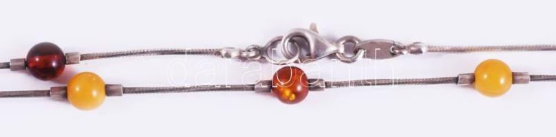 Ezüst (Ag) nyaklánc, borostyánokkal, jelzett, bruttó 5g
