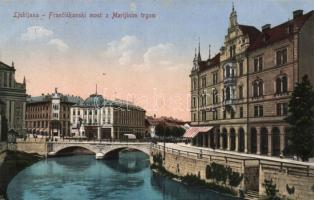 Ljubljana Franciskanski bridge and Marijin square