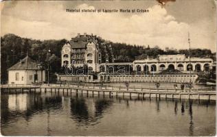 1929 Vízakna, Salzburg, Ocna Sibiului; Hotelul statului si Lacurile Horia si Crisan / sós gyógyfürdő, szálloda / salt baths, spa hotel (kopott sarkak / worn corners)