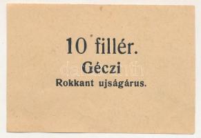 1920 k. Nyíregyháza 10f "Géczi rokkant ujságárus" utalvány T:AU Adamo NYÍ-1.1