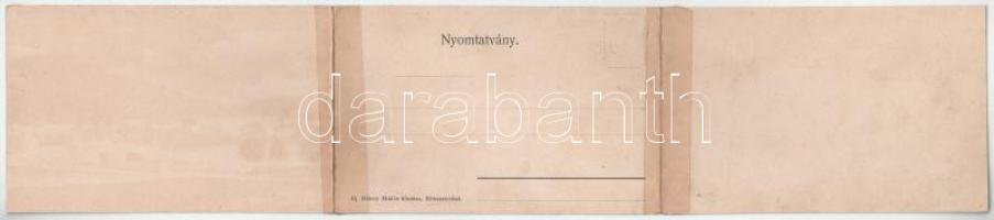 Rimaszombat, Rimavská Sobota; látkép, 3-részes kinyitható panorámalap. Ifj. Rábely Miklós kiadása / ...