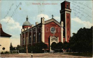 1916 Késmárk, Kezmarok; Evangélikus templom. Reiner Miklós kiadása / Lutheran church + "Tábori postahivatal 107" (EK)