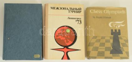 9 db idegen nyelvű sakk-könyv, nagyrészt orosz nyelven: Chess made easy; Chess Olypiads, stb. Kötete...