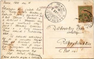 1905 Modor, Modra; evangélikus polgári leánynevelő intézet előkertjének középső része a főbejárattal...