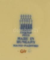 Zsolnay aranykontúrozott virágmintás 6 darab csészealj, jelzett, hibátlan, d: 15,5 cm