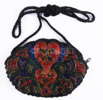 Gyöngyfűzött női kistáska, h: 16 cm