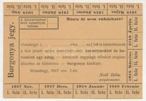 1917. Rózsahegy burgonyajegy, kitöltetlen, hátoldalán "VÍŤAZOSLAV HERLE, kníhkupectvo OBCHOD S ...