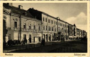 Munkács, Mukacheve, Mukacevo; Rákóczi utca, Schönfeld üzlete / street view, shop (EK)