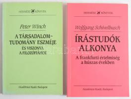 Hermész Könyvek 2 kötete: Peter Winch: A társadalomtudomány eszméje és viszonya a filozófiához.; Wolfgang Schivelbush: Írástudók alkonya. A frankfurti értelmiség a húszas években. Bp., 1988-1994, Akadémiai Kiadói. Kiadói papírkötés.