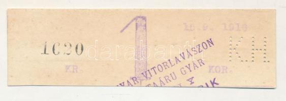 1916. Pozsony 1K "Első Magyar Vitorlavászon, Len- és Jutaáru Gyár - Pozsony - Klinger Henrik" perforált, sorszámozott, kivágva T:AU 1916. Pozsony (Pressburg, Bratislava) 1 Korona "First Hungarian Sailcloth, Linen and Jute Factory - Pressburg - Henrik Klinger" perforated, numbered, cut out C:AU Adamo POZ-2.1