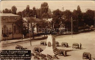1917 Focsani, Foksány (Moldavia); Siegesdenkmal mit in Kämpfen nördl. von Focsani erbeutete Geschütze / WWI Romanian military monument, cannons. photo (EK)