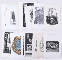 Klf. magyar és külföldi alkotók (Torró Vilmos, Franz Illi stb.): 17 db ex libris és kisgrafika. Klf. technikák, papír, részben jelzett, klf. méretekben.