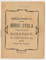1920 k. Budapest "Boros Gyula vendéglője" 11K értékű bérletkönyv, benne összesen 10db, 110 "vendéglőnyi" kuponnal (1 vendéglő = 10f) T:AU,XF Adamo katalógusban nem szerepel