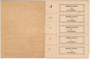 1920 k. Budapest "Boros Gyula vendéglője" 11K értékű bérletkönyv, benne összesen 10db, 110...