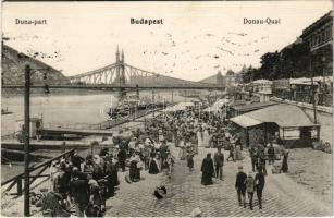 1913 Budapest, Ferenc József híd, Gellérthegy, Duna-part, piac (EB)