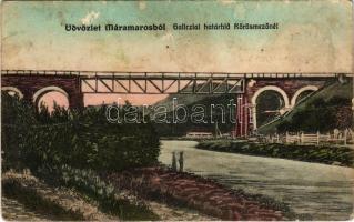 Kőrösmező, Vasúti híd a galíciai határon. Berger Miksa utóda kiadása / railway bridge on the border (fa)