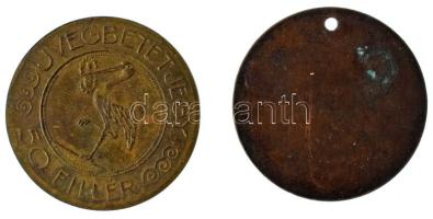 1930 k. "Üvegbetét jegy - 50 Fillér / Budapesti Központi Általános Tejcsarnok R.T. 124. sz. fió...