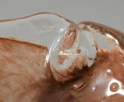 Krémes színezésű üveg kosár kínáló, jelzés nélkül, hibátlan, 19x20 cm