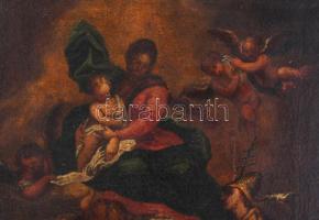 XVII. v. XVIII. sz festő, jelzés nélkül: Mária a kisdeddel. Olaj, vászon. Fakeretben. 58x42 cm / 17t...