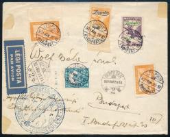 1931 Zeppelin Magyarországi körrepülés légi levél Zeppelin sorral és 3 db egyéb kiegészítő értékkel