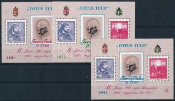 1995 II. János Pál pápa 75 éves emlékív mindhárom színű felülnyomattal (10.500)