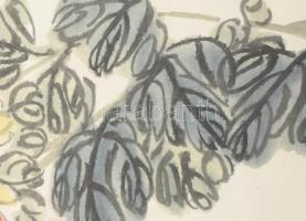 Csi Paj-si/Qi Baishi (1864-1957): Virágok. Nyomat, papír, jelzett a nyomaton. 23x31 cm