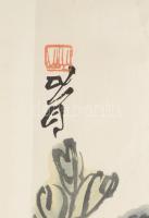 Csi Paj-si/Qi Baishi (1864-1957): Virágok. Nyomat, papír, jelzett a nyomaton. 23x31 cm