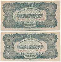 1944. 20P "A Vöröshadsereg Parancsnoksága" (2x) sorszámkövetők "CB 760283 - CB 760284" T:XF Adamo P45
