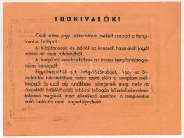 1942. "Kolozsvári Aut. Orth. Izr. Hitközség férfi templom belépti jegy 1942-43" T:F kis be...