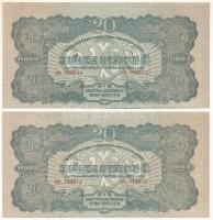 1944. 20P "A Vöröshadsereg Parancsnoksága" (2x) sorszámkövetők "CO 073514 - CO 073515" T:XF Adamo P45