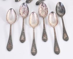 6 személyes, 18 részes ezüstözött orosz evőeszköz készlet, jelzett