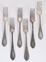 6 személyes, 18 részes ezüstözött orosz evőeszköz készlet, jelzett