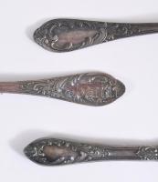 6 személyes, 18 részes ezüstözött orosz evőeszköz készlet, jelzett