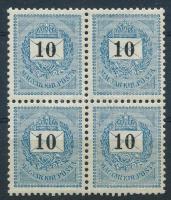 1898 10kr négyestömb lemezösszefüggésel, 2 bélyeg postatiszta / 2 stamps MNH (papírránc / paper crease)