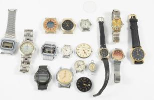 17 darabos mechanikus és kvarcóra tétel, vegyes állapotban