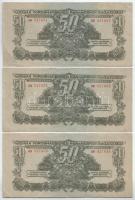 1944. 50P "A Vöröshadsereg Parancsnoksága" (3x) sorszámkövetők "BM 527651 - BM 527653" T:F szép papír Adamo P46