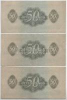 1944. 50P "A Vöröshadsereg Parancsnoksága" (3x) sorszámkövetők "BM 527651 - BM 527653...