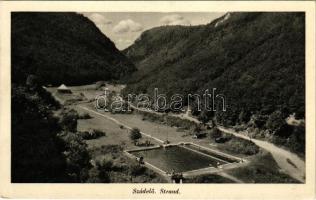 1943 Szádelő, Zádiel (Torna, Turna); strand. Kiadja a Magyarországi Kárpát Egyesület Bódvavölgyi osztálya / swimming pool