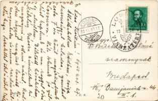 1938 Losonc, Lucenec; mozaiklap vasútállomással / multi-view postcard with railway station + "1...