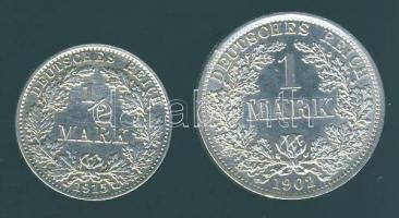 Német Birodalom/Császárság 1902A+1915J 1M Ag + 1/2M Ag T:2+,2/3 kis ph