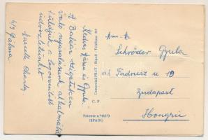 León / Spanish folklore - modern silk and textile card / Spanyol táncos - Modern textil képeslap s: ...